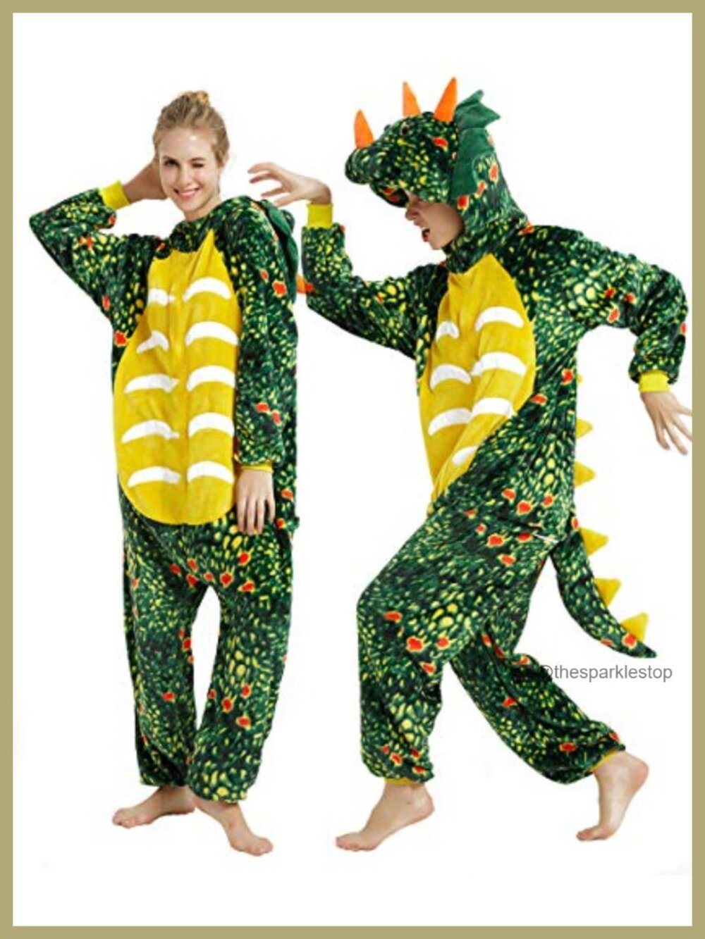 Fleece Hooded Dinosaur Onesie Pajama Costume
